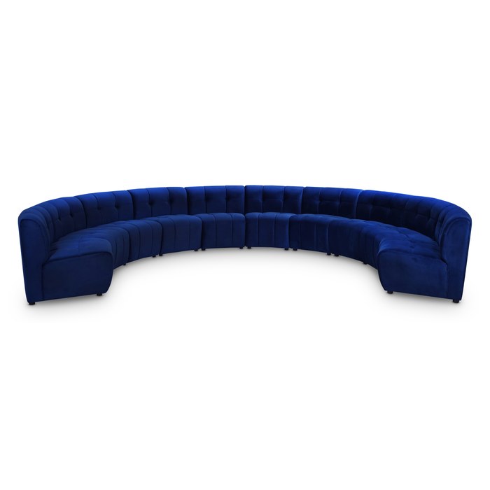 Meridian Furniture - Limitless 177.5" Navy Velvet Upholstered 10pc. Sectional - 645Navy-10PC - GreatFurnitureDeal