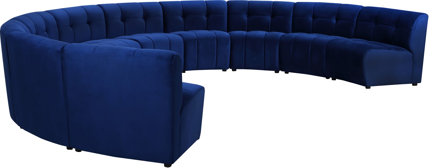 Meridian Furniture - Limitless 177.5" Navy Velvet Upholstered 10pc. Sectional - 645Navy-10PC - GreatFurnitureDeal
