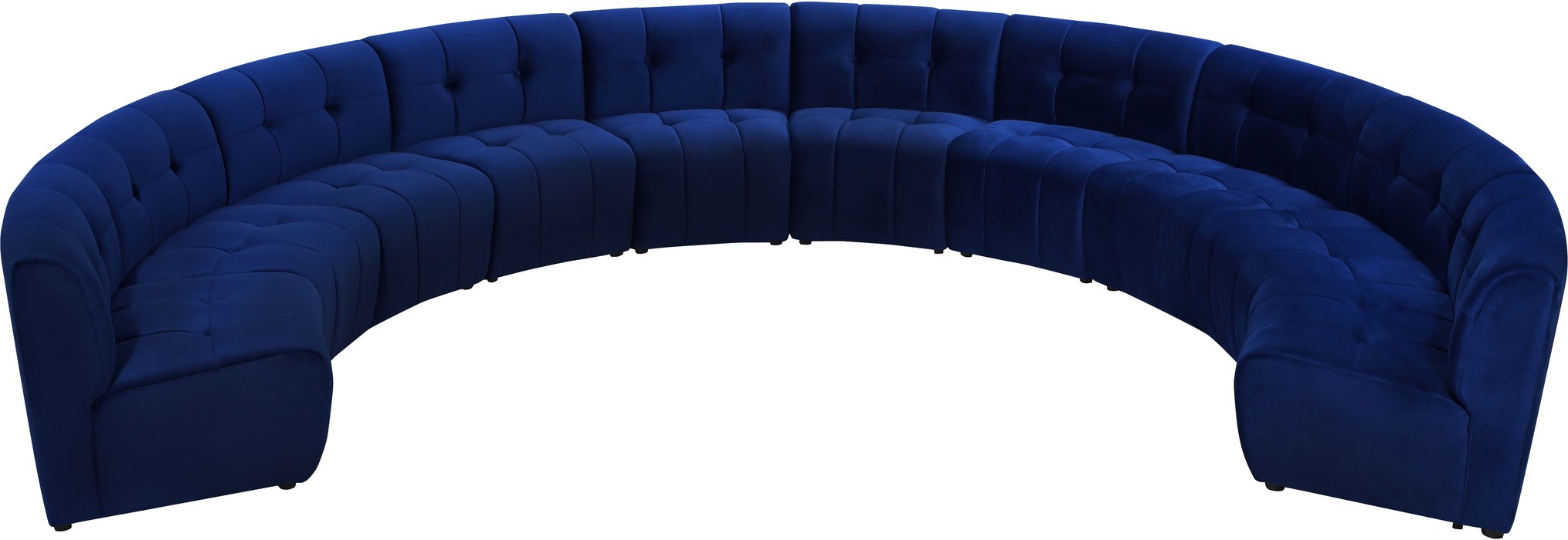 Meridian Furniture - Limitless 177.5" Navy Velvet Upholstered 10pc. Sectional - 645Navy-10PC - GreatFurnitureDeal