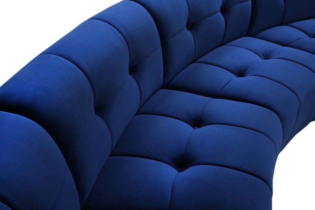 Meridian Furniture - Limitless 177.5" Navy Velvet Upholstered 10pc. Sectional - 645Navy-10PC - GreatFurnitureDeal