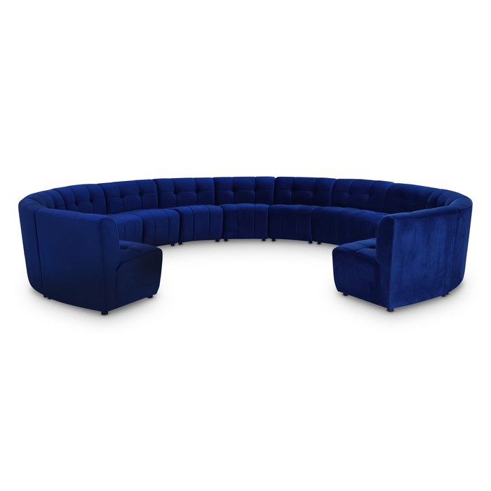 Meridian Furniture - Limitless 177.5" Navy Velvet Upholstered 13pc. Sectional - 645Navy-13PC - GreatFurnitureDeal