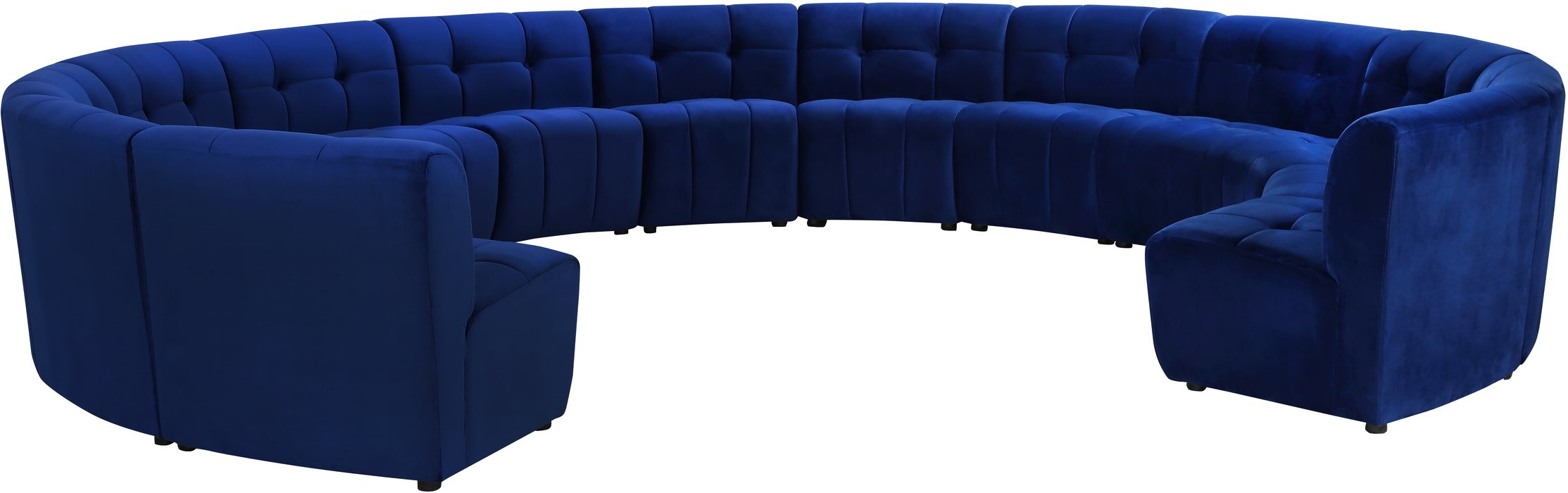Meridian Furniture - Limitless 177.5" Navy Velvet Upholstered 13pc. Sectional - 645Navy-13PC - GreatFurnitureDeal