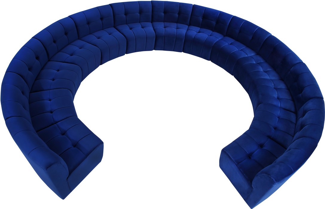 Meridian Furniture - Limitless 177.5" Navy Velvet Upholstered 13pc. Sectional - 645Navy-13PC - GreatFurnitureDeal