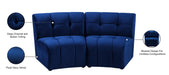 Meridian Furniture - Limitless 65" Navy Velvet Upholstered 2pc. Sectional - 645Navy-2PC - GreatFurnitureDeal