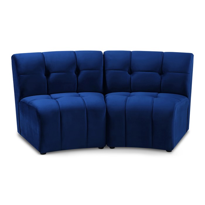 Meridian Furniture - Limitless 65" Navy Velvet Upholstered 2pc. Sectional - 645Navy-2PC - GreatFurnitureDeal
