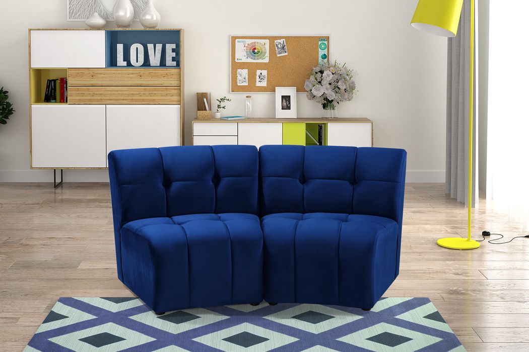 Meridian Furniture - Limitless 65" Navy Velvet Upholstered 2pc. Sectional - 645Navy-2PC - GreatFurnitureDeal