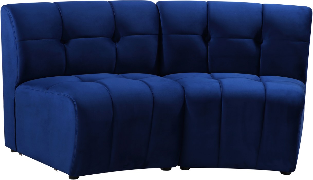 Meridian Furniture - Limitless 65" Navy Velvet Upholstered 2pc. Sectional - 645Navy-2PC - GreatFurnitureDeal