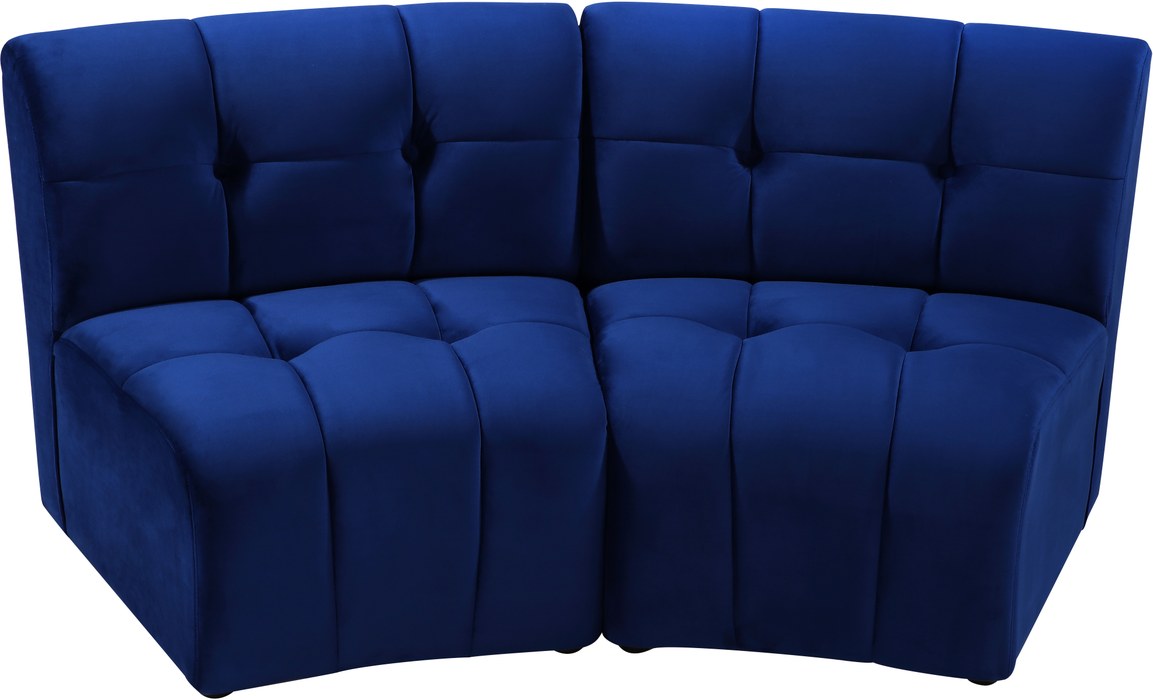 Meridian Furniture - Limitless 65" Navy Velvet Upholstered 2pc. Sectional - 645Navy-2PC - GreatFurnitureDeal
