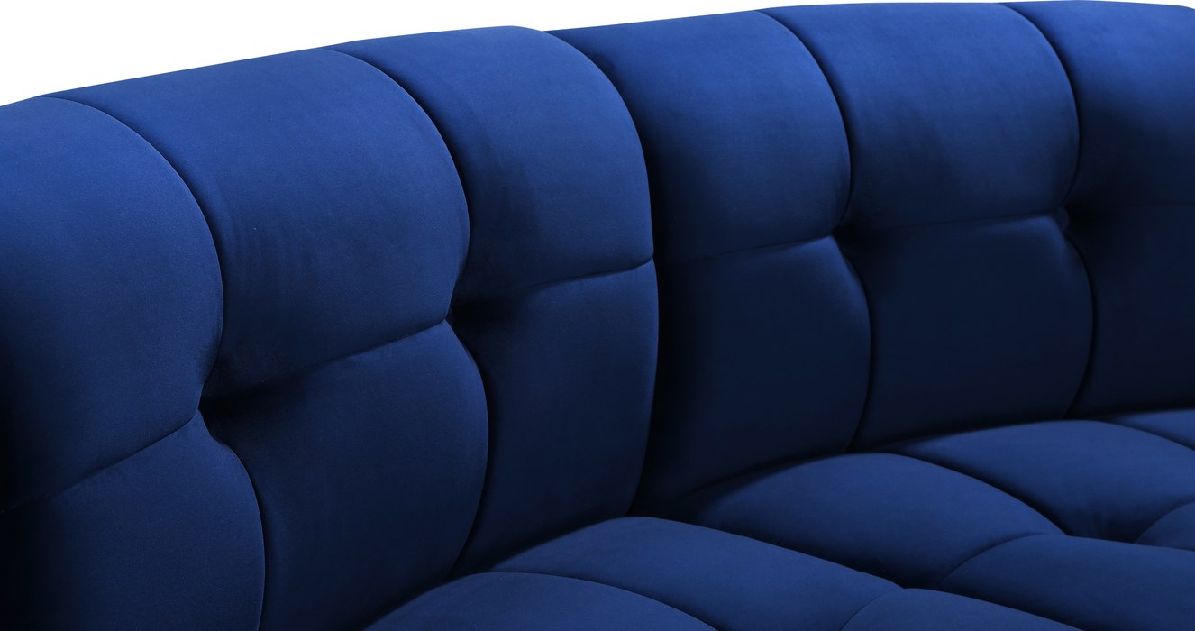 Meridian Furniture - Limitless 65" Navy Velvet Upholstered 2pc. Sectional - 645Navy-2PC - GreatFurnitureDeal