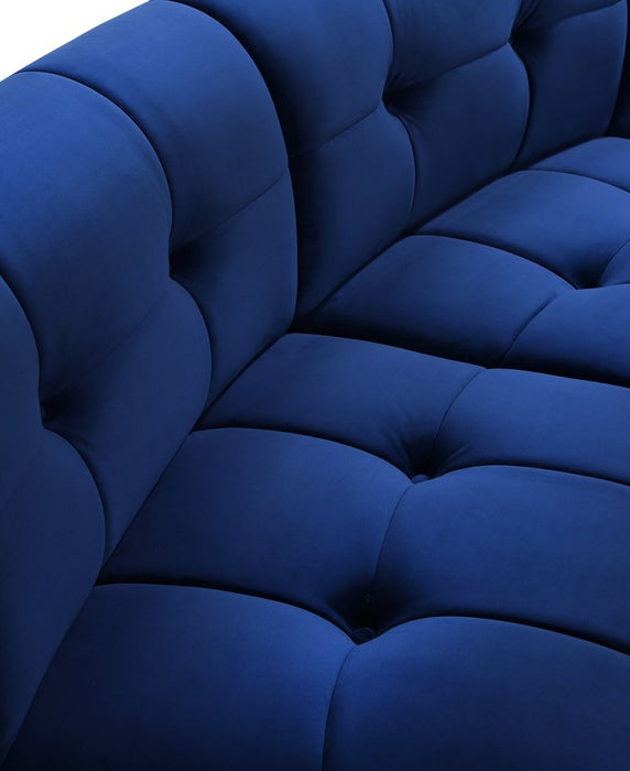 Meridian Furniture - Limitless 65" Navy Velvet Upholstered 2pc. Sectional - 645Navy-2PC - GreatFurnitureDeal