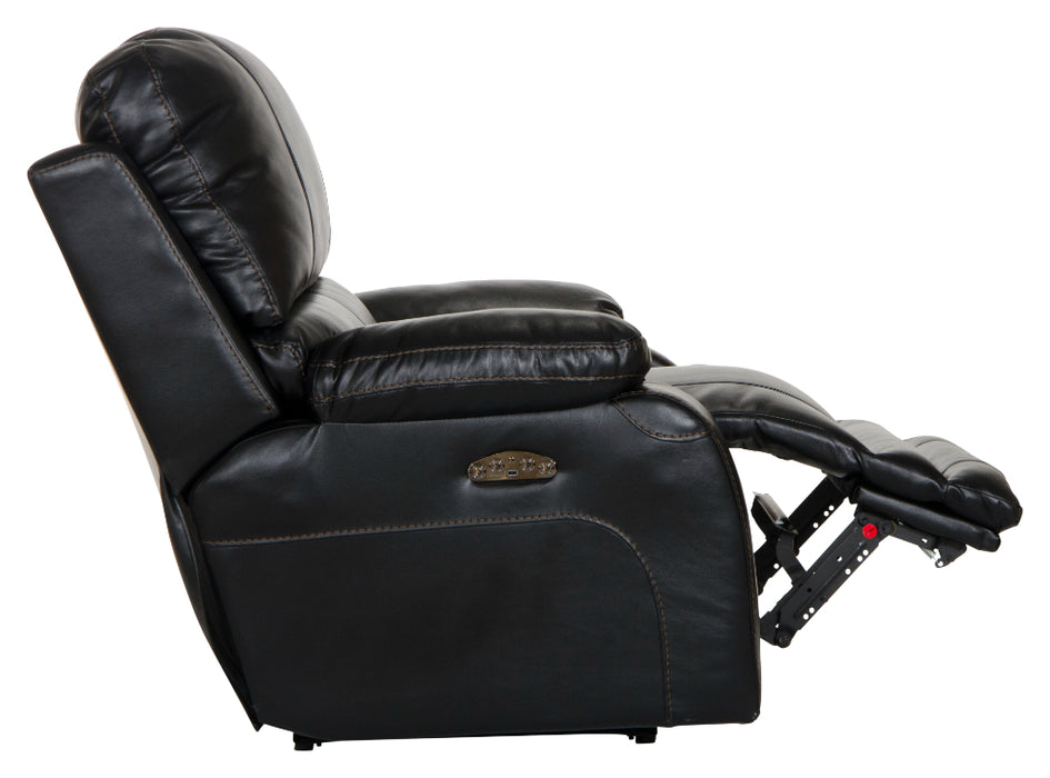 Catnapper - Thornton Power Headrest w-Lumbar Power Lay Flat Recliner in Black - 764762-7-BLACK-MTO - GreatFurnitureDeal