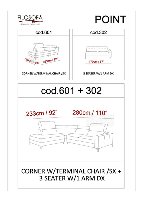 ESF Furniture - Point Left Sectional - POINTSECTIONAL