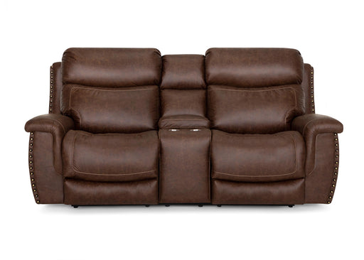 Franklin Furniture - 648 Brixton Power Reclining Console Loveseat w/ Integrated USB Port in Holster Vintage Brown - 64834-83-BROWN - GreatFurnitureDeal