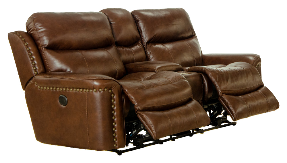 Catnapper - Ceretti Power Reclining Console Loveseat w-Storage & Cupholders in Brown - 64889-BROWN - GreatFurnitureDeal