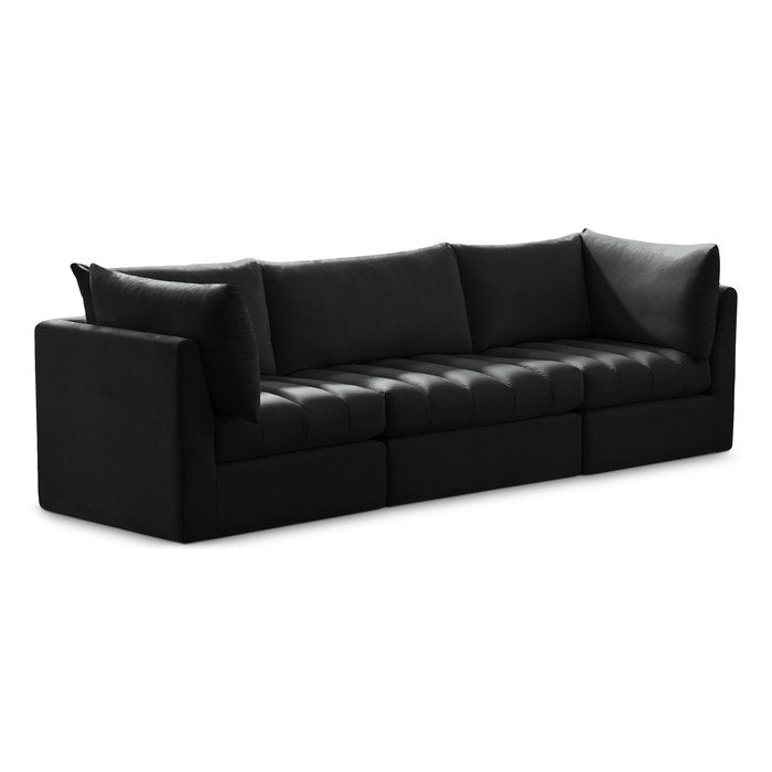 Meridian Furniture - Jacob 103" Black Velvet Upholstered 3pc. Sofa - 649Black-S103 - GreatFurnitureDeal