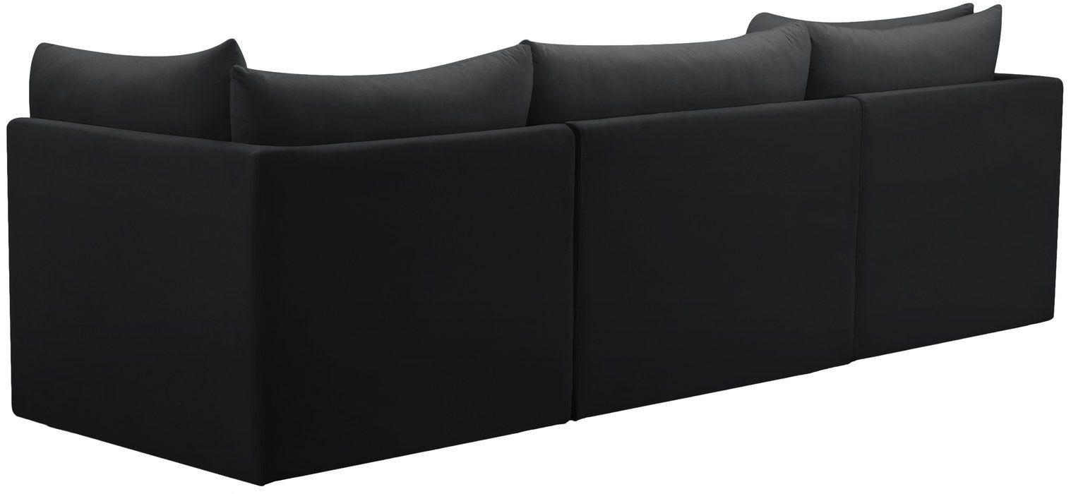 Meridian Furniture - Jacob 103" Black Velvet Upholstered 3pc. Sofa - 649Black-S103 - GreatFurnitureDeal