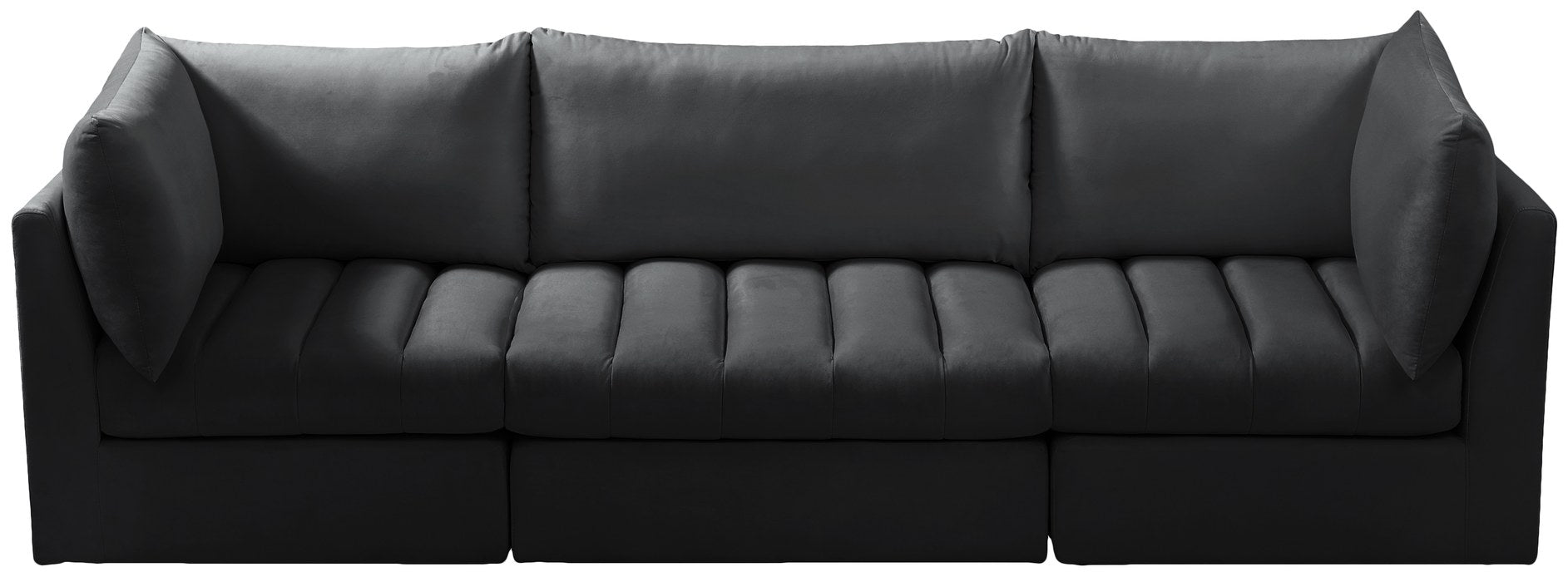 Meridian Furniture - Jacob 103" Black Velvet Upholstered 3pc. Sofa - 649Black-S103 - GreatFurnitureDeal
