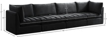 Meridian Furniture - Jacob 140" Black Velvet Upholstered 4pc. Sofa - 649Black-S140 - GreatFurnitureDeal