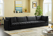 Meridian Furniture - Jacob 140" Black Velvet Upholstered 4pc. Sofa - 649Black-S140 - GreatFurnitureDeal