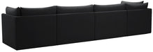 Meridian Furniture - Jacob 140" Black Velvet Upholstered 4pc. Sofa - 649Black-S140 - GreatFurnitureDeal