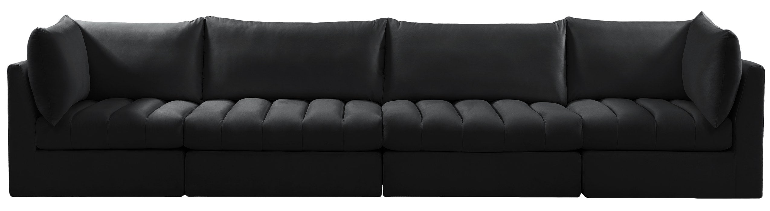Meridian Furniture - Jacob 140" Black Velvet Upholstered 4pc. Sofa - 649Black-S140 - GreatFurnitureDeal