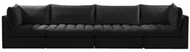 Meridian Furniture - Jacob 140" Black Velvet Upholstered 4pc. Sofa - 649Black-S140 - GreatFurnitureDeal