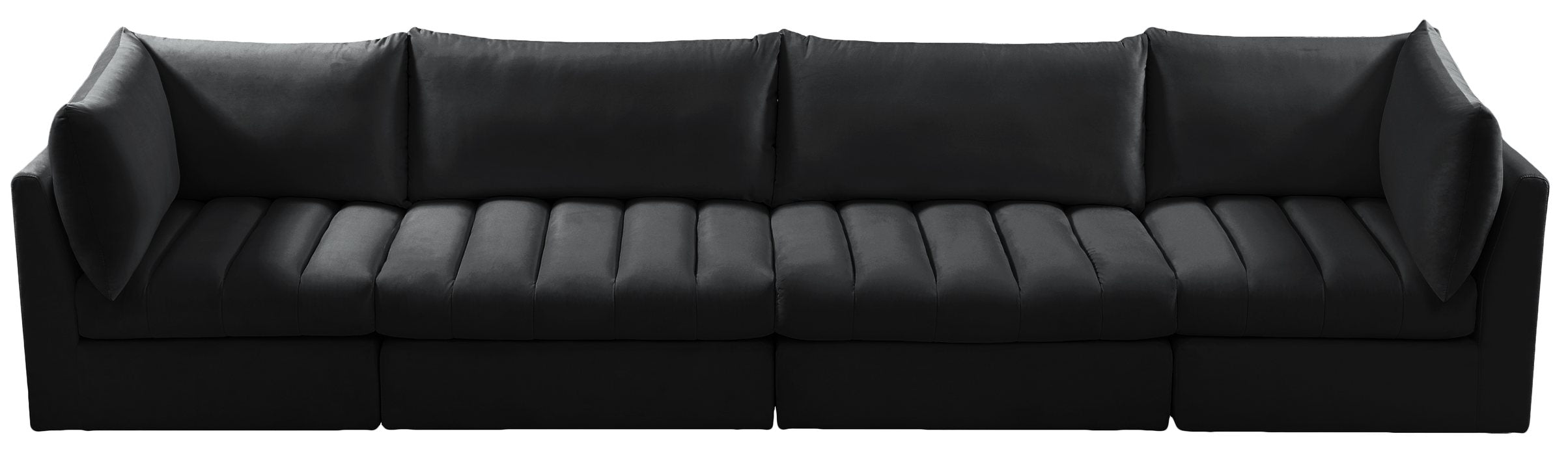 Meridian Furniture - Jacob 140" Black Velvet Upholstered 4pc. Sofa - 649Black-S140 - GreatFurnitureDeal