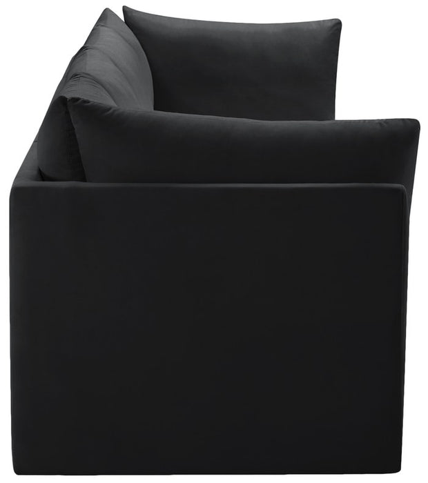 Meridian Furniture - Jacob 140" Black Velvet Upholstered 4pc. Sofa - 649Black-S140 - GreatFurnitureDeal