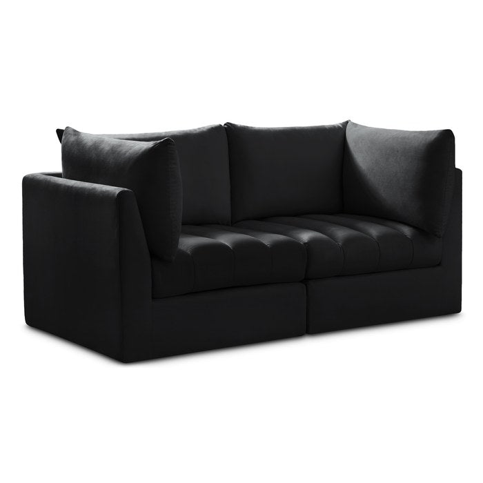 Meridian Furniture - Jacob 66" Black Velvet Upholstered 2pc. Loveseat - 649Black-S66 - GreatFurnitureDeal