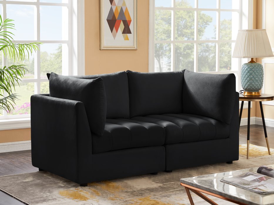 Meridian Furniture - Jacob 66" Black Velvet Upholstered 2pc. Loveseat - 649Black-S66 - GreatFurnitureDeal