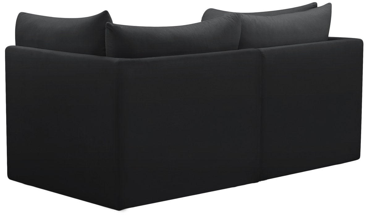 Meridian Furniture - Jacob 66" Black Velvet Upholstered 2pc. Loveseat - 649Black-S66 - GreatFurnitureDeal