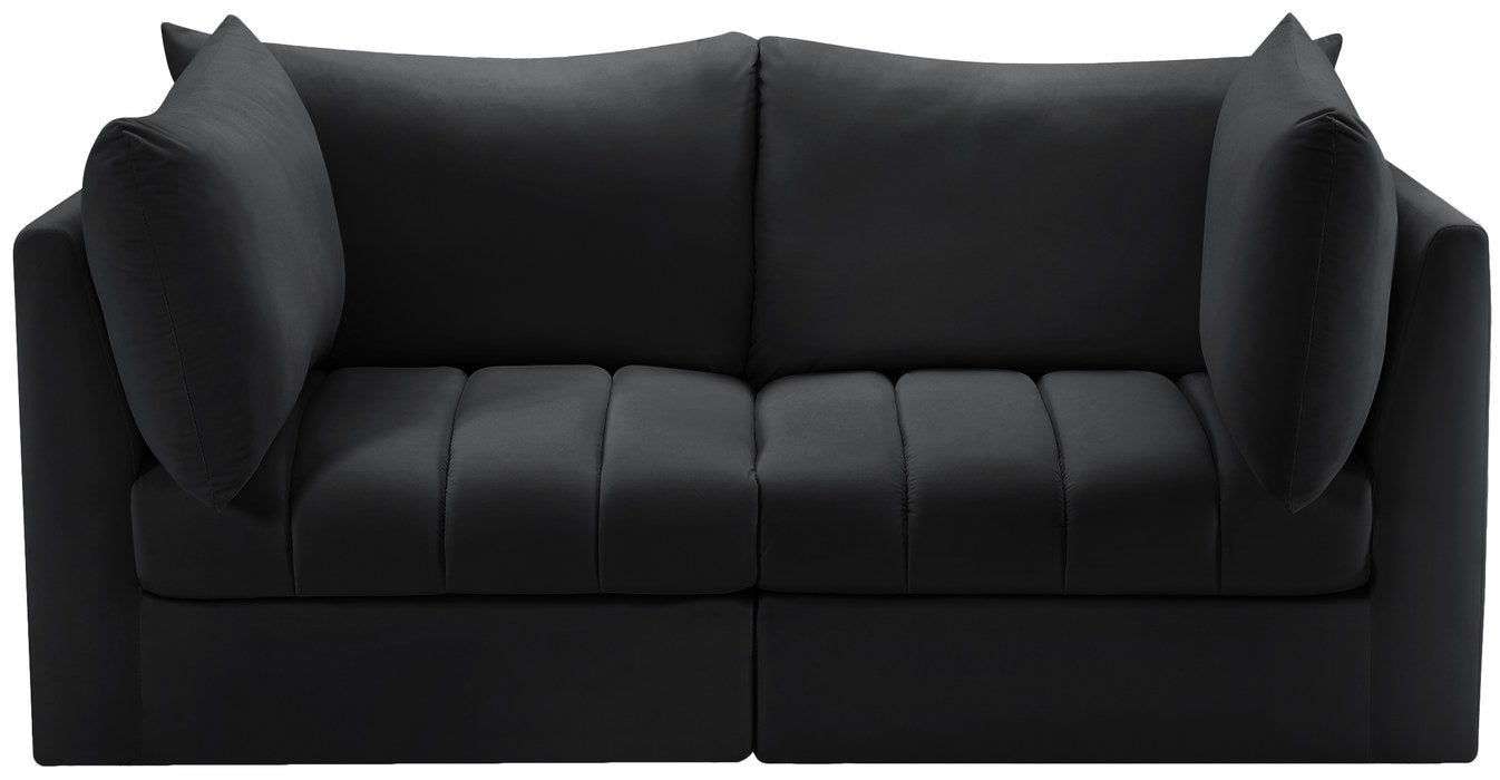 Meridian Furniture - Jacob 66" Black Velvet Upholstered 2pc. Loveseat - 649Black-S66 - GreatFurnitureDeal