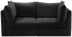 Meridian Furniture - Jacob 66" Black Velvet Upholstered 2pc. Loveseat - 649Black-S66 - GreatFurnitureDeal