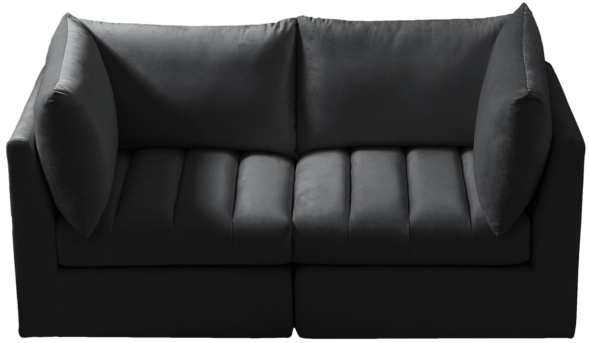 Meridian Furniture - Jacob 66" Black Velvet Upholstered 2pc. Loveseat - 649Black-S66 - GreatFurnitureDeal