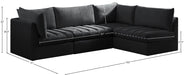 Meridian Furniture - Jacob 103" Black Velvet Upholstered 4pc. Sectional - 649Black-Sec4A - GreatFurnitureDeal