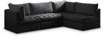 Meridian Furniture - Jacob 103" Black Velvet Upholstered 4pc. Sectional - 649Black-Sec4A - GreatFurnitureDeal