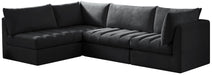 Meridian Furniture - Jacob 103" Black Velvet Upholstered 4pc. Sectional - 649Black-Sec4A - GreatFurnitureDeal