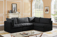 Meridian Furniture - Jacob 103" Black Velvet Upholstered 4pc. Sectional - 649Black-Sec4A - GreatFurnitureDeal