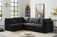 Meridian Furniture - Jacob 103" Black Velvet Upholstered 4pc. Sectional - 649Black-Sec4A - GreatFurnitureDeal