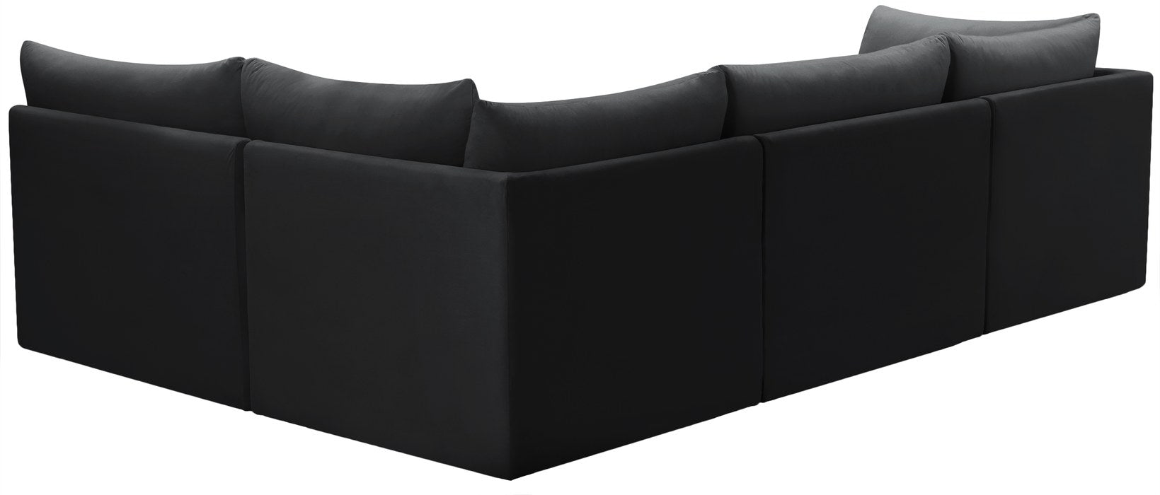 Meridian Furniture - Jacob 103" Black Velvet Upholstered 4pc. Sectional - 649Black-Sec4A - GreatFurnitureDeal