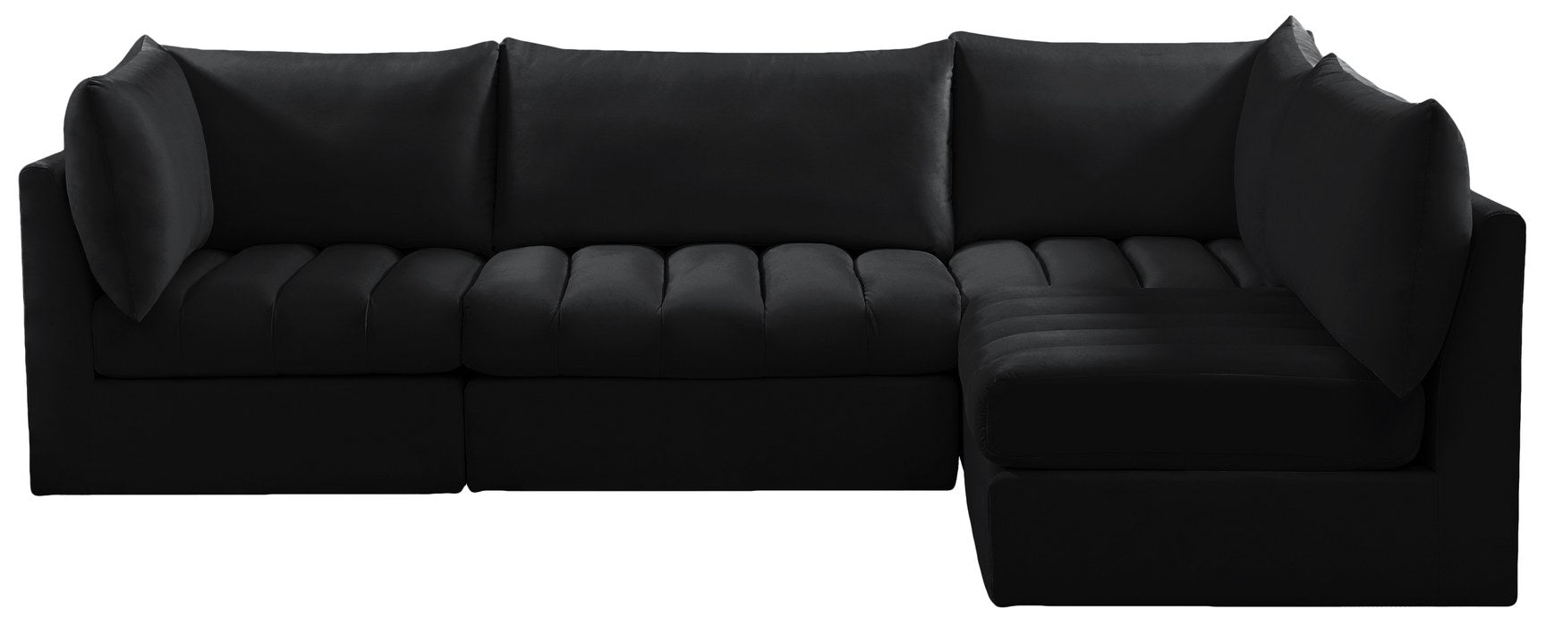 Meridian Furniture - Jacob 103" Black Velvet Upholstered 4pc. Sectional - 649Black-Sec4A - GreatFurnitureDeal