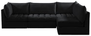 Meridian Furniture - Jacob 103" Black Velvet Upholstered 4pc. Sectional - 649Black-Sec4A - GreatFurnitureDeal