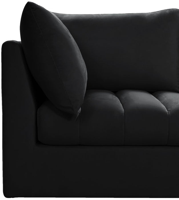 Meridian Furniture - Jacob 103" Black Velvet Upholstered 4pc. Sectional - 649Black-Sec4A - GreatFurnitureDeal
