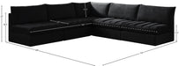 Meridian Furniture - Jacob 107" Black Velvet Upholstered 5pc. Sectional - 649Black-Sec5B - GreatFurnitureDeal