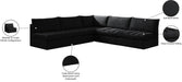Meridian Furniture - Jacob 107" Black Velvet Upholstered 5pc. Sectional - 649Black-Sec5B - GreatFurnitureDeal