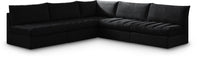 Meridian Furniture - Jacob 107" Black Velvet Upholstered 5pc. Sectional - 649Black-Sec5B - GreatFurnitureDeal