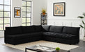 Meridian Furniture - Jacob 107" Black Velvet Upholstered 5pc. Sectional - 649Black-Sec5B - GreatFurnitureDeal
