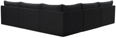 Meridian Furniture - Jacob 107" Black Velvet Upholstered 5pc. Sectional - 649Black-Sec5B - GreatFurnitureDeal
