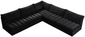 Meridian Furniture - Jacob 107" Black Velvet Upholstered 5pc. Sectional - 649Black-Sec5B - GreatFurnitureDeal