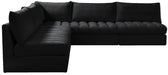 Meridian Furniture - Jacob 107" Black Velvet Upholstered 5pc. Sectional - 649Black-Sec5B - GreatFurnitureDeal